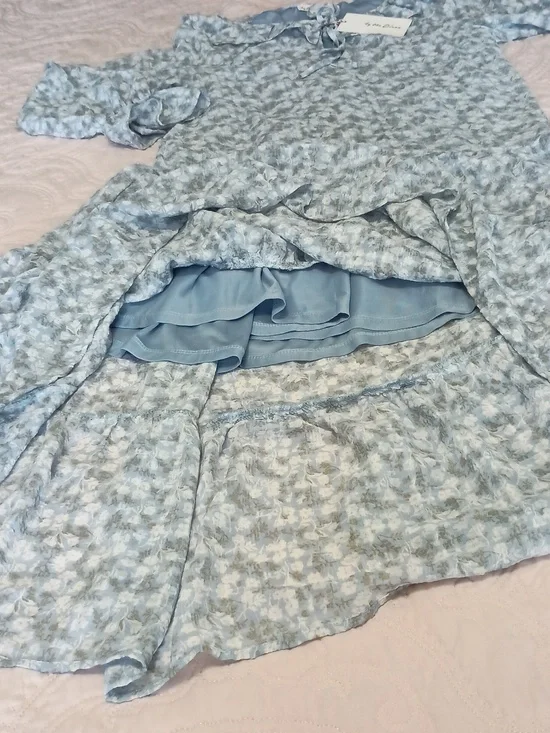 By The River Light Blue Floral Ruffle Tiered Dress - Picture 3 of 7